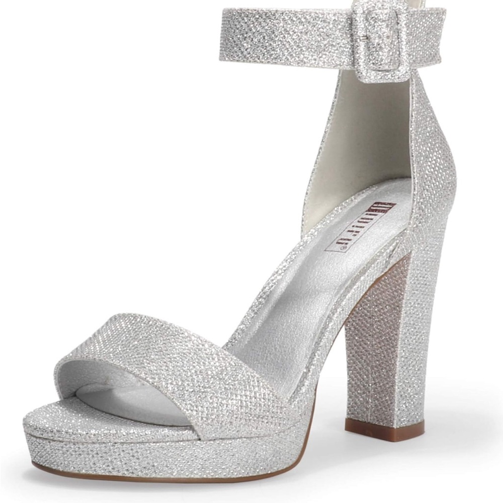 ODIFU Women’s Silver Glitter High Heels